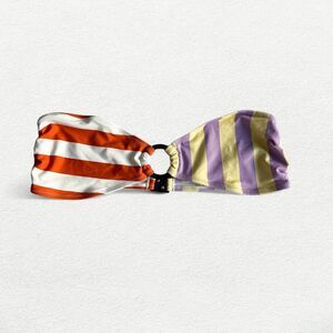 Staud Riley Bandeau Striped Bikini Top in Cabana Stripe Multi